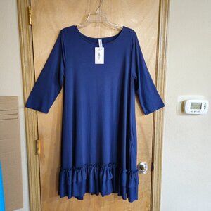 Zenana Outfitters XL Navy Dress Ruffled Bottom